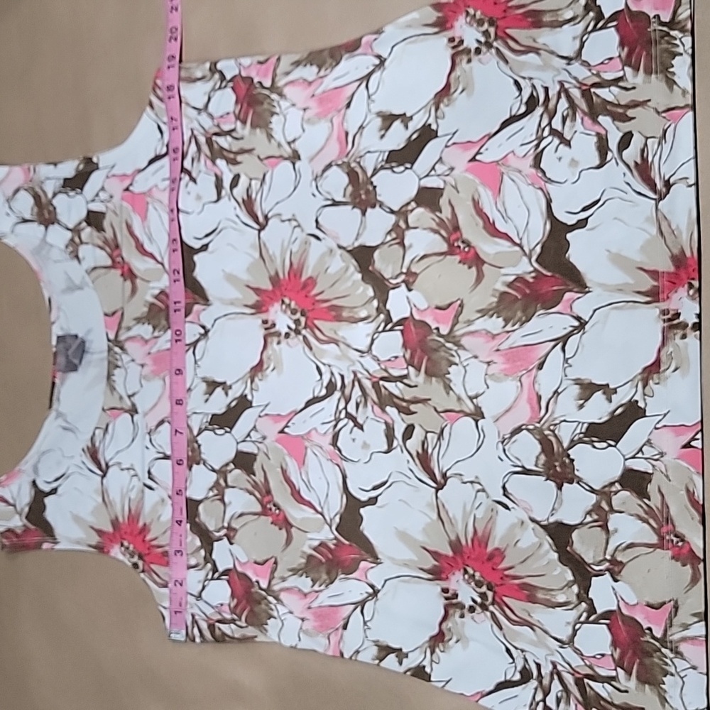 Easywear by Chico's Size 1 (M/8) White Brown and Pink Floral Sleeveless Top - Picture 5 of 10
